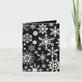 Cartão de Natal com Floco de Neve Preto, Vermelho