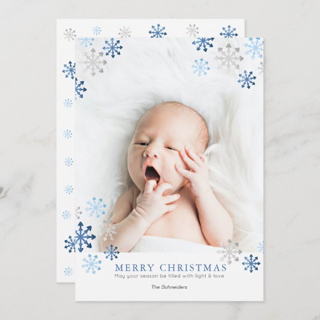 Cartão de Natal com Flocos de Neve Cólvora (Frente/Verso)