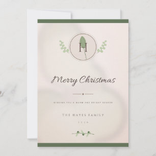 Cartão de Natal com Foto Blush Gold Laurel Monogra