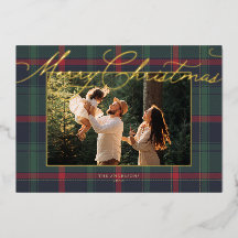 Cartão de Natal com Foto da Família em Xadrez Prep