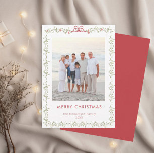 Cartão de Natal com Foto de Borda de Musgo Elegant