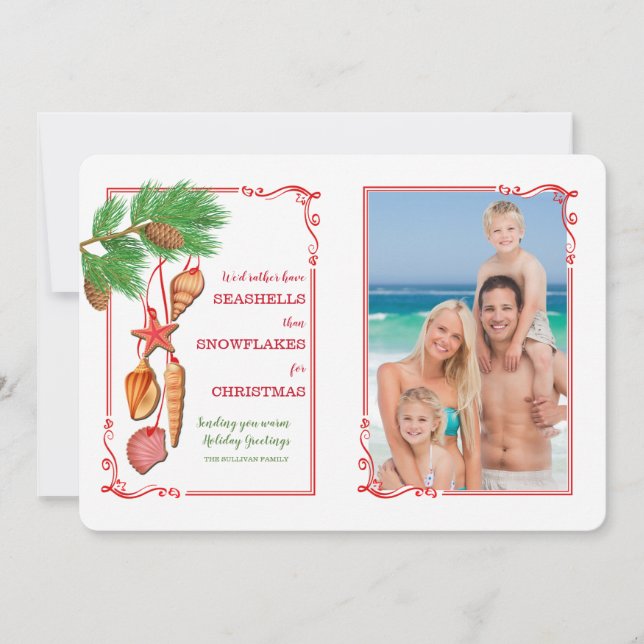 Cartão de Natal com Foto de Conchas Marinhas (Frente)