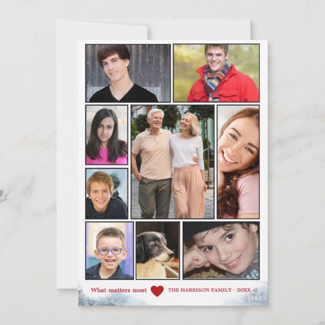 Cartão de Natal com Foto de Férias com Neve (Frente)