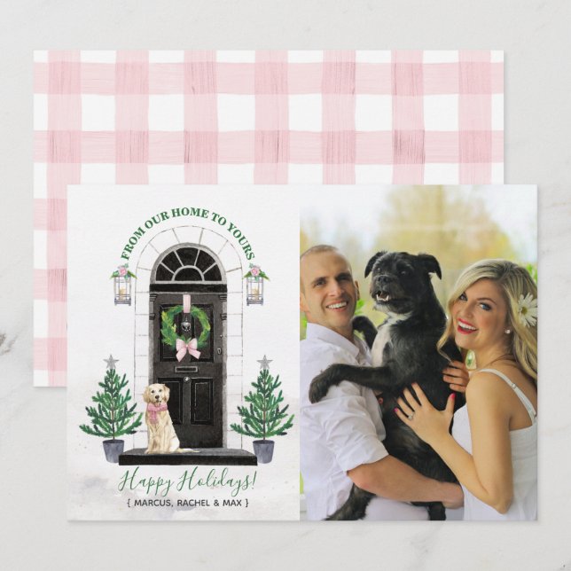 Cartão de Natal com Foto do Golden Retriever (Frente/Verso)