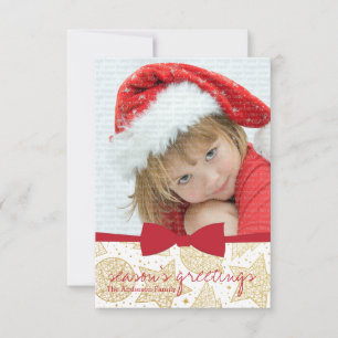 Cartão de Natal com Foto do Laço Vermelho