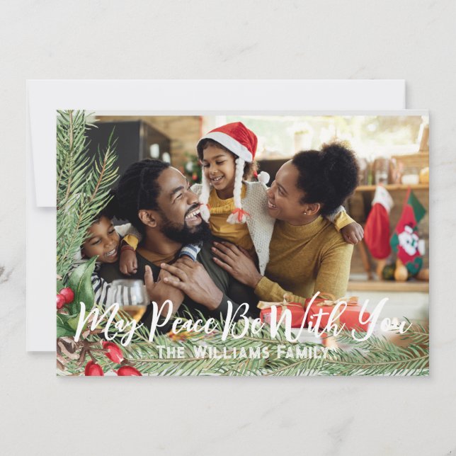 Cartão de Natal com Foto Dupla Face Moderno Feriad (Frente)