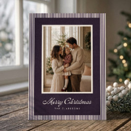 Cartão de Natal com Foto em Veludo Roxo Hereditári