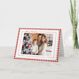 Cartão de Natal com Foto em Xadrez Vermelho Rústic