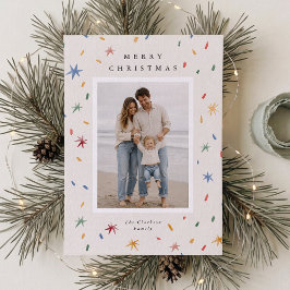 Cartão de Natal com Foto Moderno com Confetes