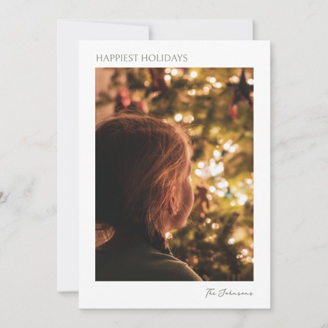 Cartão de Natal com Foto Moderno Minimalista Elega (Frente)