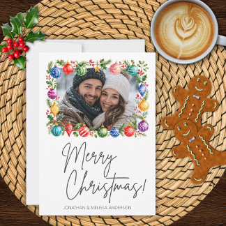 Cartão de Natal com Foto Personalizada e Enfeites 