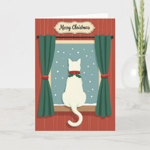 Cartão de Natal com Gatos na Neve
