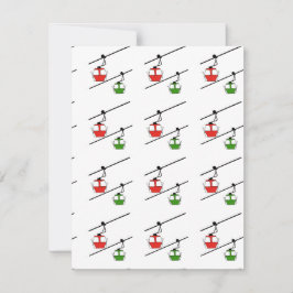 Cartão de Natal com gôndolas vermelhas e verdes