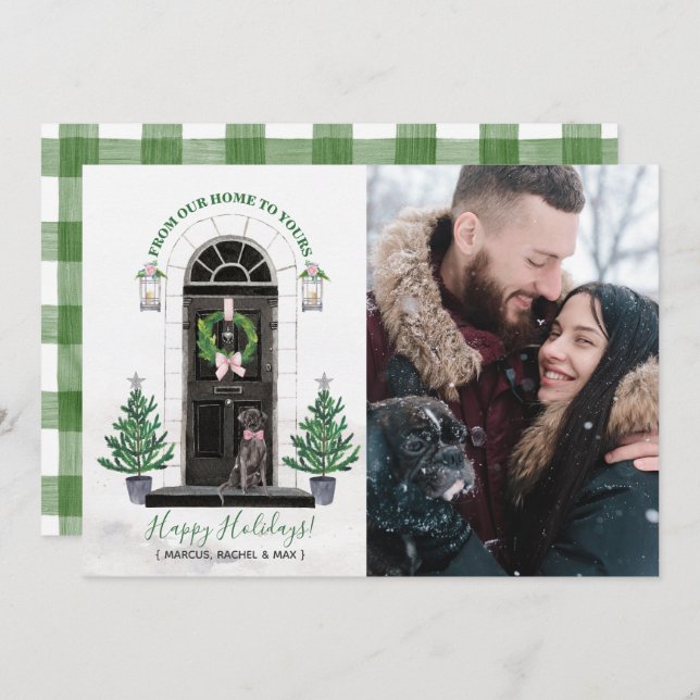 Cartão de Natal com Labrador Retriever Preto (Frente/Verso)