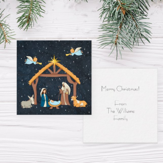 Cartão de Natal com Nota da Natividade Cristã (Personalized Nativity Christmas Notecards)