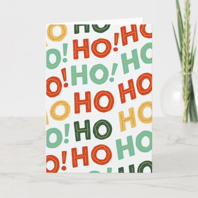 Cartão de Natal com Padrão Retro Funky HO HO HO (Frente)