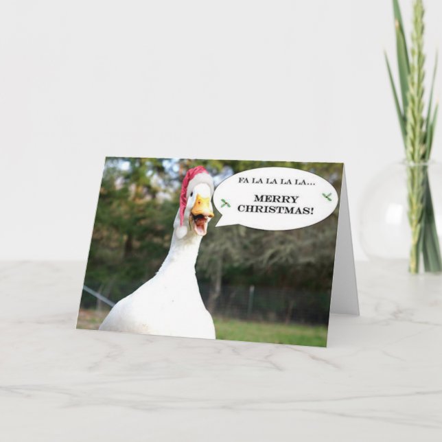 Cartão de Natal com Pato Cantante (Frente)