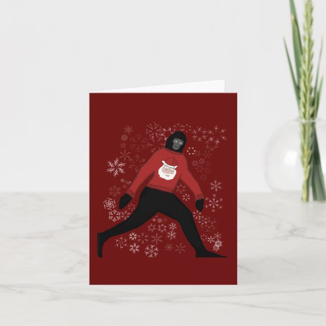 cartão de Natal com pé grande e papais noeis (Frente)