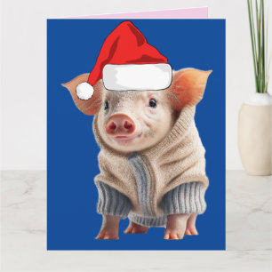 CARTÃO DE NATAL COM PORQUINHO FOFO