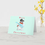 Cartão de Natal com Rock Music Snowman<br><div class="desc">Snowman Rock - Cartões de Natal Feliz - ou Escolha as suas cores / texto / fonte favoritas</div>