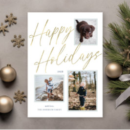 Cartão de Natal com Script Felizes Festas 3 Foto D