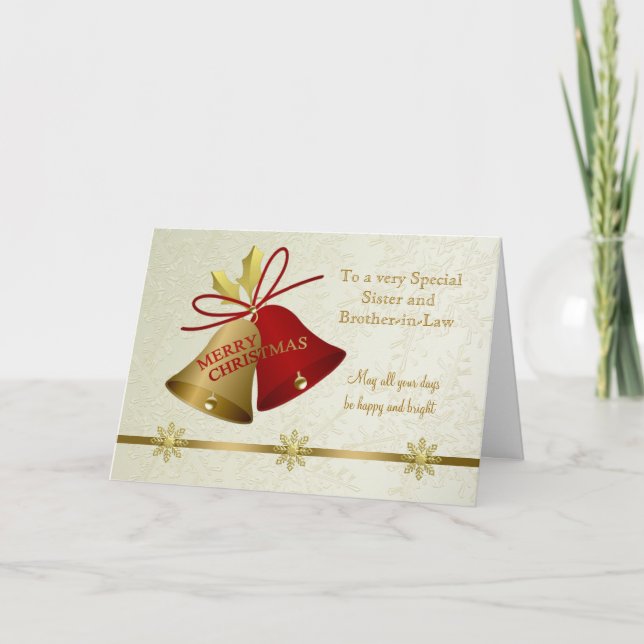 Cartão de Natal com sinos e flocos de neve (Frente)