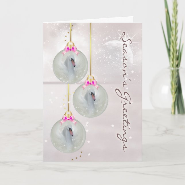 Cartão de Natal Com Swan - Fantasy Swan Art - Orna (Frente)
