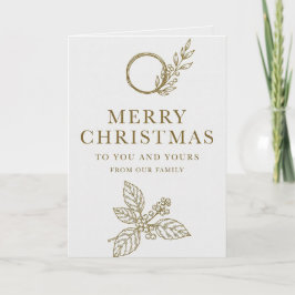 Cartão de Natal com Tipografia Dourada Minimalista