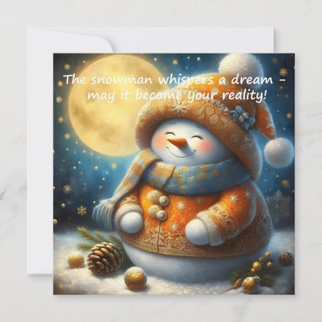 Cartão de Natal com um boneco de neve fofo (Frente)