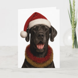 Cartão de Natal com um Great Dane usando um chapéu