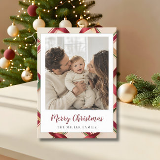 Cartão de Natal com uma Foto e Fita Feliz Natal
