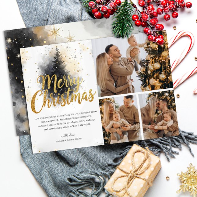 Cartão de Natal Com Várias Fotografias Da Árvore D (Family Christmas Card)