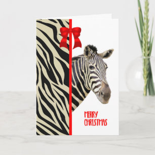 Cartão de Natal com Zebra, Stripes e Arco Vermelho