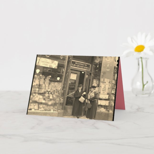 Cartão de Natal, compras natalinas nostálgicas. (Planta pequena)