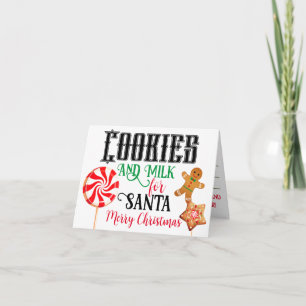 Cartão de Natal Cookies e Leite para Papai Noel