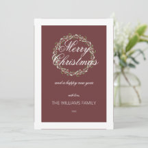 Cartão de Natal, coroa borda vermelha