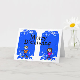 Cartão de Natal Coronavírus Distanciante da feliz