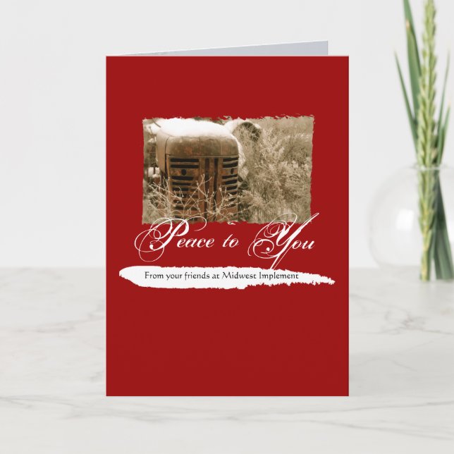 Cartão de Natal Corporativo com Trator Antigo (Frente)