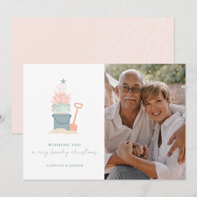 Cartão de Natal Costeiro À Parte Com Foto (Frente/Verso)