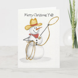Cartão de Natal Cowboy Snowman