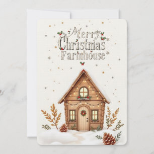 Cartão de Natal Cozy Cabin Rustic Holiday