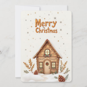 Cartão de Natal Cozy Cabin   Rustic Holiday