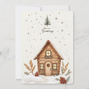 Cartão de Natal Cozy Cabin Rustic Holiday