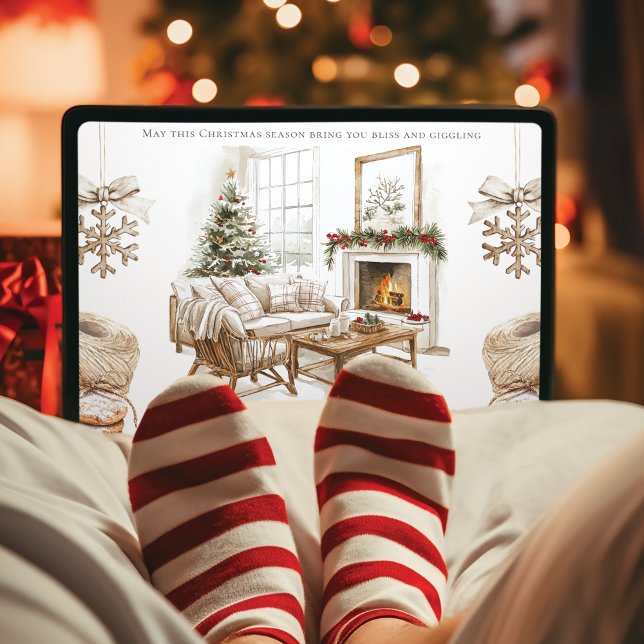 Cartão de Natal Cozy com Fotografia e Arte Waterco (Criador carregado)