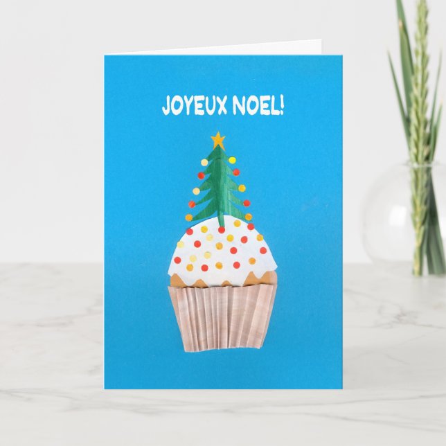 Cartão de Natal, cupcake francês com árvore de (Frente)