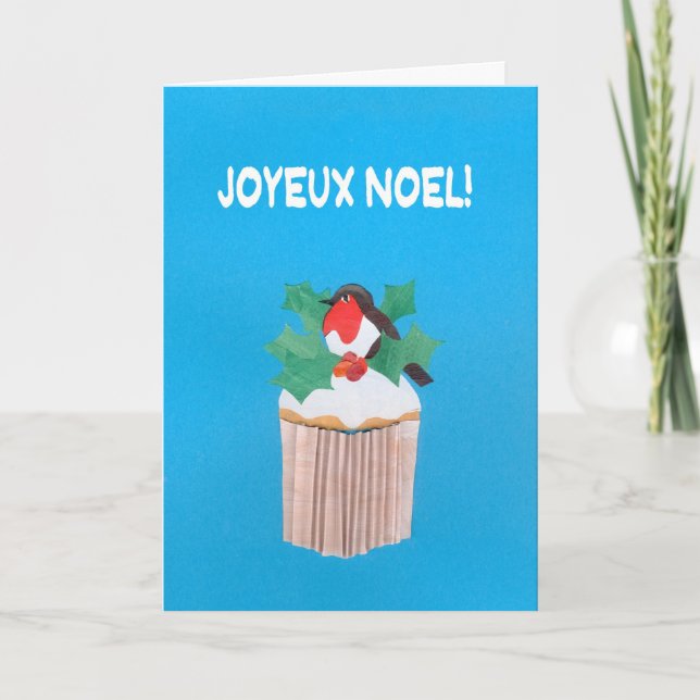 Cartão de Natal, Cupcake francês com Robin (Frente)