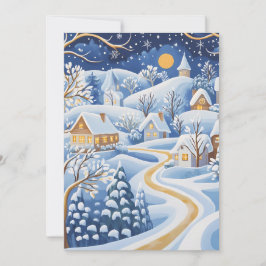 Cartão de Natal da Aldeia de Inverno ao Luar
