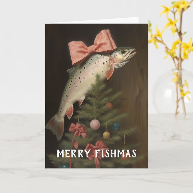 Cartão de Natal da Árvore de Fishmas (Flor Amarela)