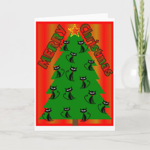 cartão de Natal da ÁRVORE do CAT do Feliz Natal