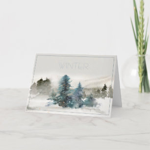 Cartão de Natal da Cena de inverno com Aquarela
